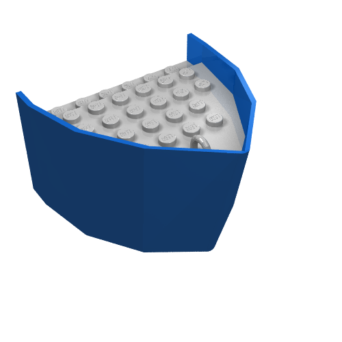 Boat Hull Section, Bow 6 × 8 × 3 1/3 with Light Gray Deck Blue