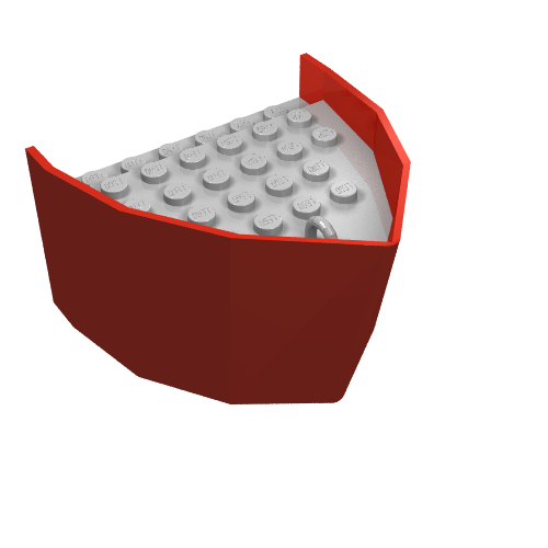 Boat Hull Section, Bow 6 × 8 × 3 1/3 with Light Gray Deck Red