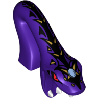 Minifig Head Special, Snake, Arched with Open Mouth and Black and Gold Scales Print (Pythor) Dark Purple