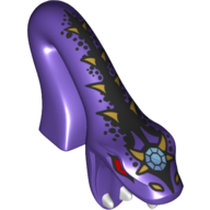 Minifig Head Special, Snake, Arched with Open Mouth and Black and Gold Scales, Large Diamond/Jewel on Head Print Dark Purple
