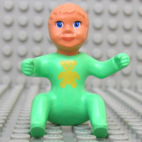 Belville Figure Baby, Nougat Hair, Bear Print Mittelgrün
