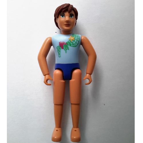 Belville Figure Fixed Elbows, Male, Brown Hair, Light Blue Shirt with Net and Seashell Print, Blue Swimsuit [No Color/Any Color]