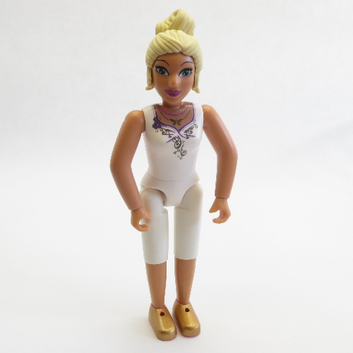 Belville Figure Fixed Elbows, Female, Light Yellow Hair, White Top with Purple Flower Neckline Weiß
