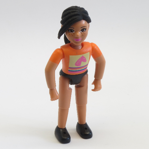 Belville Figure Fixed Elbows, Child, Female, Black Ponytail and Orange Shirt with Horse Head Nougat
