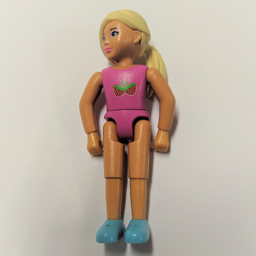 Belville Figure Fixed Elbows, Child, Female, Light Yellow Hair, Pink Top, Strawberries Print Nougat