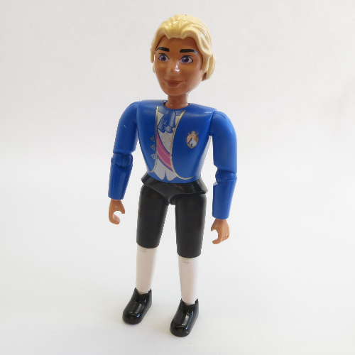 Belville Figure Articulated Elbows, Male, Light Yellow Hair, White Shirt Blue Jacket with Purple Sash and Blue Bow, Black Breeches Blue