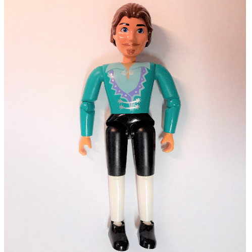 Belville Figure Articulated Elbows, Male, Brown Hair, Dark Turquoise Shirt with Light Purple Pointed Collar Print (King Belville) Dark Turquoise