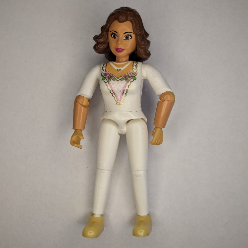Belville Figure Articulated Elbows, Female, Brown Hair, White Top with Gold Lace Trim, White Pants, Gold Shoes (Bride) Nougat