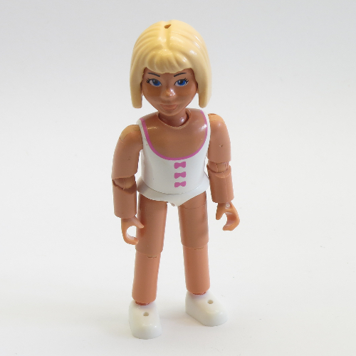 Belville Figure Articulated Elbows, Child, Female, Light Yellow Hair, White Swimsuit with Dark Pink Bows Print Nougat