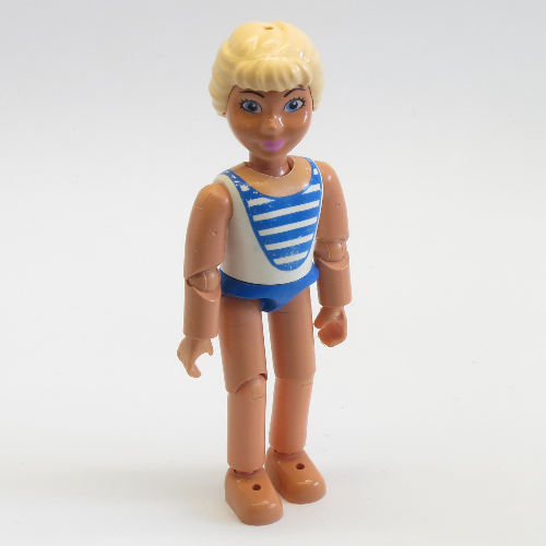 Belville Figure Articulated Elbows, Child, Female, Light Yellow Hair, White Swimsuit with Blue Stripes Print (Laura) Nougat