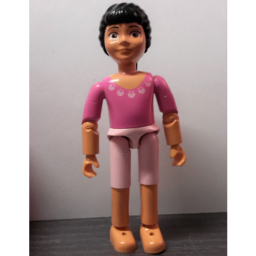 Belville Figure Articulated Elbows, Child, Female, Black Hair, Pink Short Pants, Dark Pink Top with Shells Print [No Color/Any Color]
