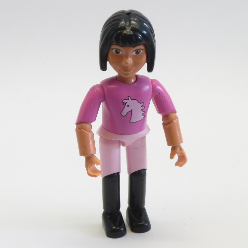 Belville Figure Articulated Elbows, Child, Female, Black Hair, Dark Pink Top with Horse Head Print [No Color/Any Color]