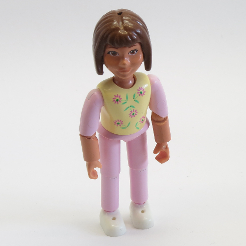 Belville Figure Articulated Elbows, Child, Female, Brown Hair, Pink Legs, White Shoes, Yellow Top with Flowers Print [No Color/Any Color]