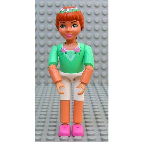 Belville Figure Articulated Elbows, Child, Female, Dark Orange Hair, Medium Green Shirt, White Short Pants, Flowers in Hair Print (Princess Flora) Medium Green