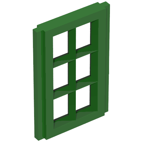 Window Pane 1 × 2 × 3 for Slotted Bricks Vintage Green