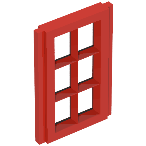 Window Pane 1 × 2 × 3 for Slotted Bricks Red