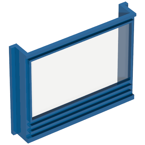 Window 1 × 6 × 4 Panorama with Glass for Slotted Bricks in Blue