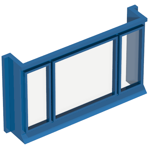 Window 1 × 6 × 3 3-Pane with Glass for Slotted Bricks in Blau