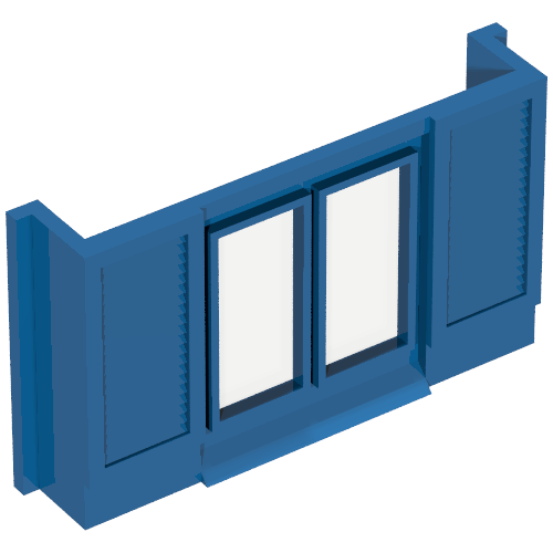 Window 1 × 6 × 3 Shuttered with Glass for Slotted Bricks in Blau