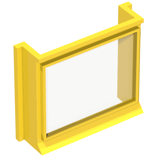 Window 1 × 4 × 3 with Glass for Slotted Bricks Yellow