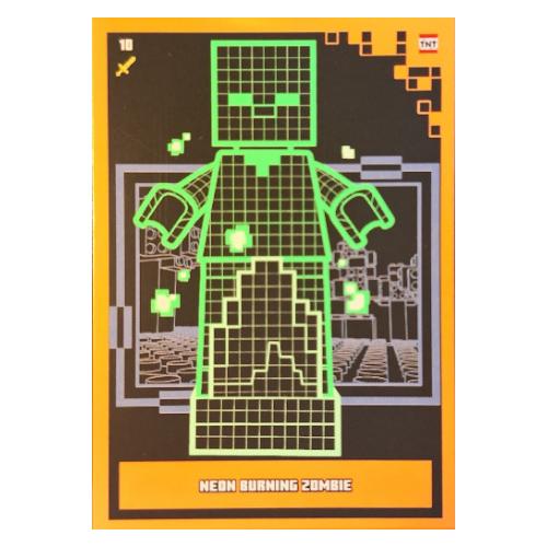 Trading Card, Minecraft Series 2 Boom-Bastic, Standard Card - Neon Burning Zombie [No Color/Any Color]