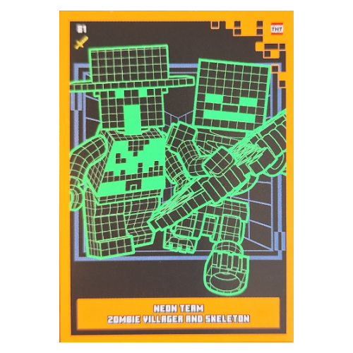 Trading Card, Minecraft Series 2 Boom-Bastic, Standard Card - Neon Team Zombie Villager and Skeleton [Keine Farbe/Beliebige Farbe]