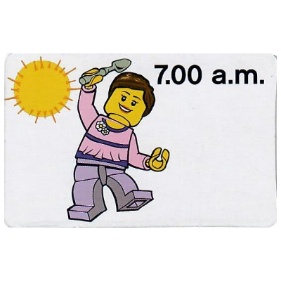 Activity Card, Time-Teaching 12-Hour Clock 7.00 a.m., Female [Keine Farbe/Beliebige Farbe]