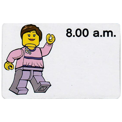 Activity Card, Time-Teaching 12-Hour Clock 8.00 a.m., Female [No Color/Any Color]