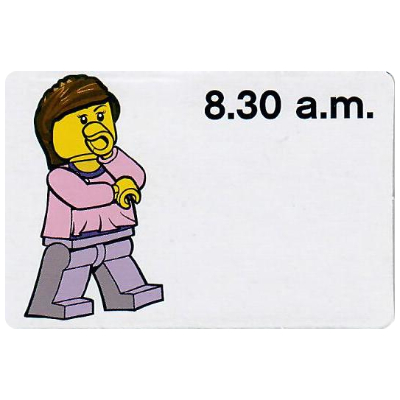 Activity Card, Time-Teaching 12-Hour Clock 8.30 a.m., Female [No Color/Any Color]