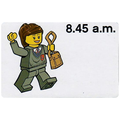 Activity Card, Time-Teaching 12-Hour Clock 8.45 a.m., Female [Keine Farbe/Beliebige Farbe]