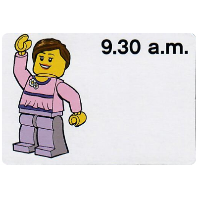 Activity Card, Time-Teaching 12-Hour Clock 9.30 a.m., Female [No Color/Any Color]