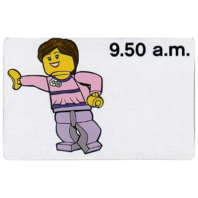 Activity Card, Time-Teaching 12-Hour Clock 9.50 a.m., Female [Keine Farbe/Beliebige Farbe]