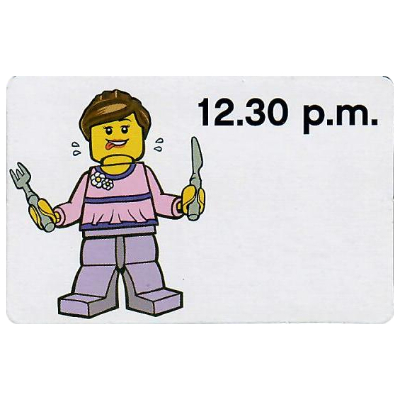 Activity Card, Time-Teaching 12-Hour Clock 12.30 p.m., Female [No Color/Any Color]
