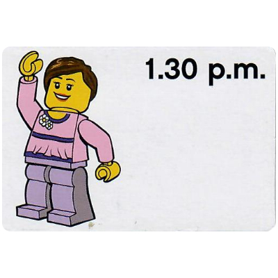 Activity Card, Time-Teaching 12-Hour Clock 1.30 p.m., Female [Keine Farbe/Beliebige Farbe]