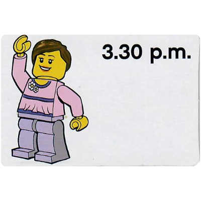 Activity Card, Time-Teaching 12-Hour Clock 3.30 p.m., Female [No Color/Any Color]