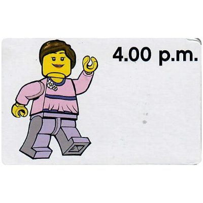 Activity Card, Time-Teaching 12-Hour Clock 4.00 p.m., Female [Keine Farbe/Beliebige Farbe]