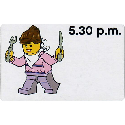 Activity Card, Time-Teaching 12-Hour Clock 5.30 p.m., Female [No Color/Any Color]