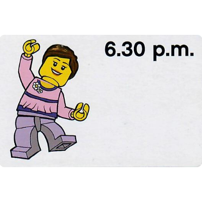 Activity Card, Time-Teaching 12-Hour Clock 6.30 p.m., Female [Keine Farbe/Beliebige Farbe]