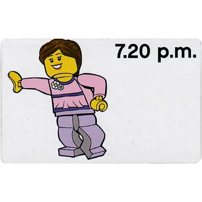 Activity Card, Time-Teaching 12-Hour Clock 7.20 p.m., Female [No Color/Any Color]