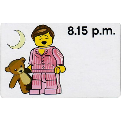 Activity Card, Time-Teaching 12-Hour Clock 8.15 p.m., Female [No Color/Any Color]