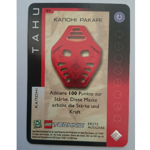 Trading Card, Bionicle Game: QftM - 43 Great Masks - Tahu - Kanohi Pakari [Keine Farbe/Beliebige Farbe]
