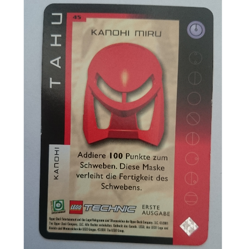 Trading Card, Bionicle Game: QftM - 45 Great Masks - Tahu - Kanohi Miru [Keine Farbe/Beliebige Farbe]