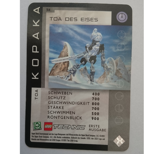 Trading Card, Bionicle Game: QftM - 51 - Toa - Kopaka - Toa of Ice [No Color/Any Color]