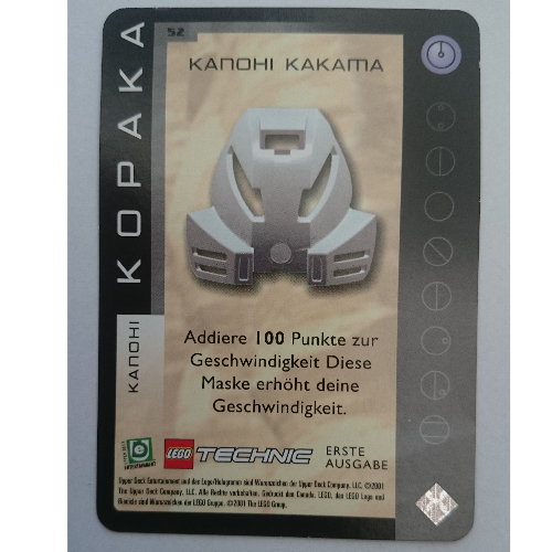 Trading Card, Bionicle Game: QftM - 52 - Great Masks - Kopaka - Kanohi Kakama [No Color/Any Color]