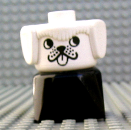 Duplo 2 × 2 × 2 Figure Brick Early, Dog, White Head, Looking Left Print Black