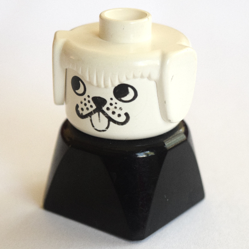 Duplo 2 × 2 × 2 Figure Brick Early, Dog, White Head, Looking Right Print Schwarz