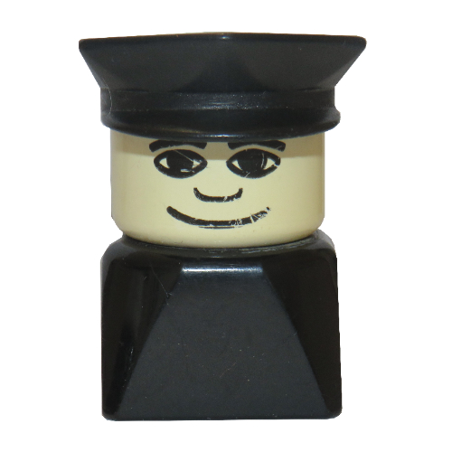 Duplo 2 × 2 × 2 Figure Brick Early, Police Hat Black, Wide Smile Print Black
