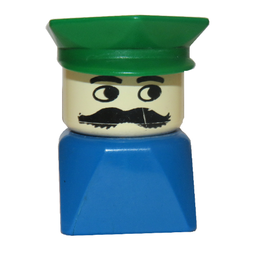 Duplo 2 × 2 × 2 Figure Brick Early, Police Hat Green, Moustache Print Blau