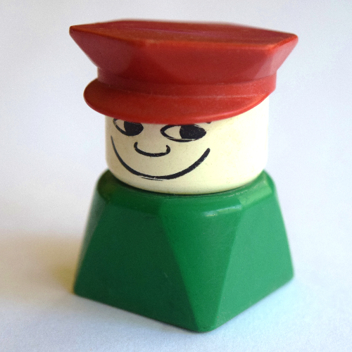 Duplo 2 × 2 × 2 Figure Brick Early, Police Hat Red, Wide Smile Print Green