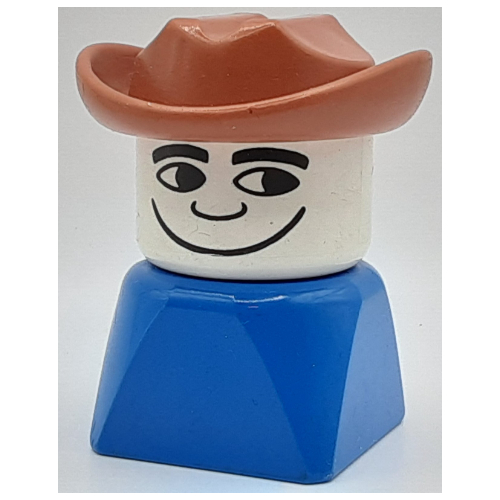 Duplo 2 × 2 × 2 Figure Brick Early, Cowboy Hat Fabuland Brown, Looking Left Print Schwarz